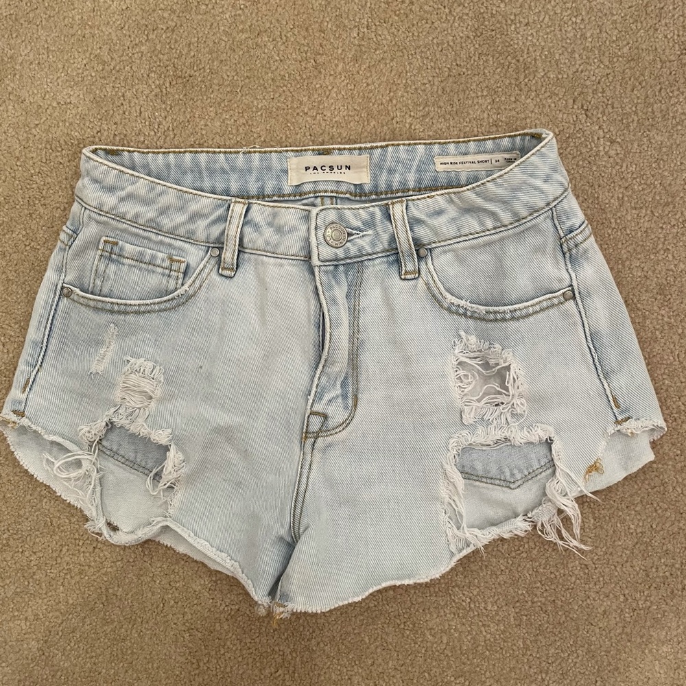 Distressed Light Wash Jeans Shorts